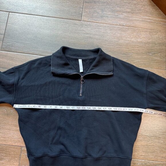 Athleta women' quarter zip black collared sweatshirt size MP - Picture 3 of 9